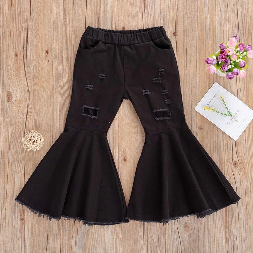 Black Flare Leg Distressed Jeans 2T